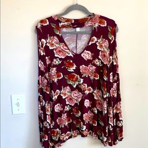 Floral V-neck